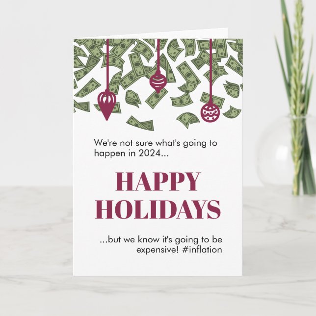 Cartão 2022 Natal Engraçado Chuvoso de Dinheiro Inflação  (Frente)