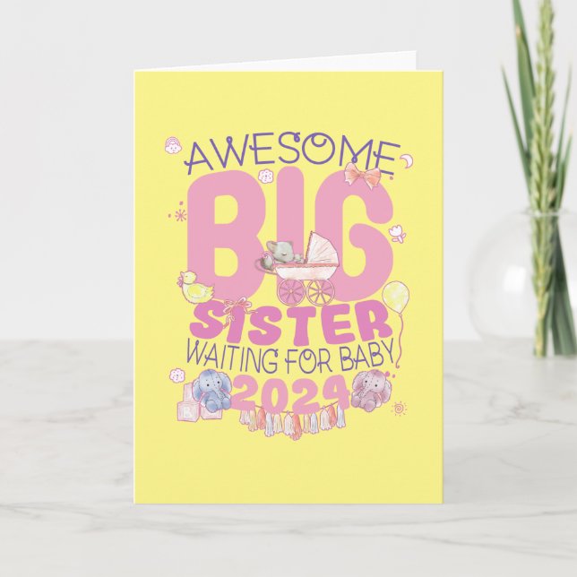 Cartão 2024 Irmã Mais Velha Esperando o Novo Bebê (Frente)