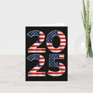 Cartão 2025 Feliz Ano Novo Bandeira Americana Patriótica 