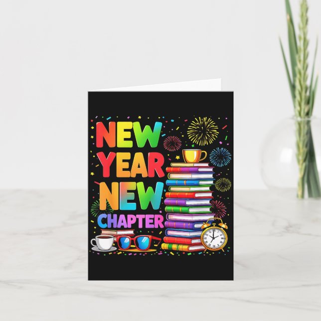 Cartão 2026 Bookworm Funny Happy New Year Chapter Book Lo (Frente)