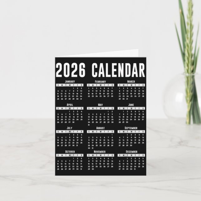 Cartão 2026 Calendar Shirt 26 Calendar 2026  (Frente)