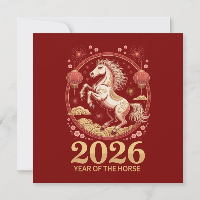 Cartão 2026 Chinese Year of the Horse Greeting Cards (Frente)
