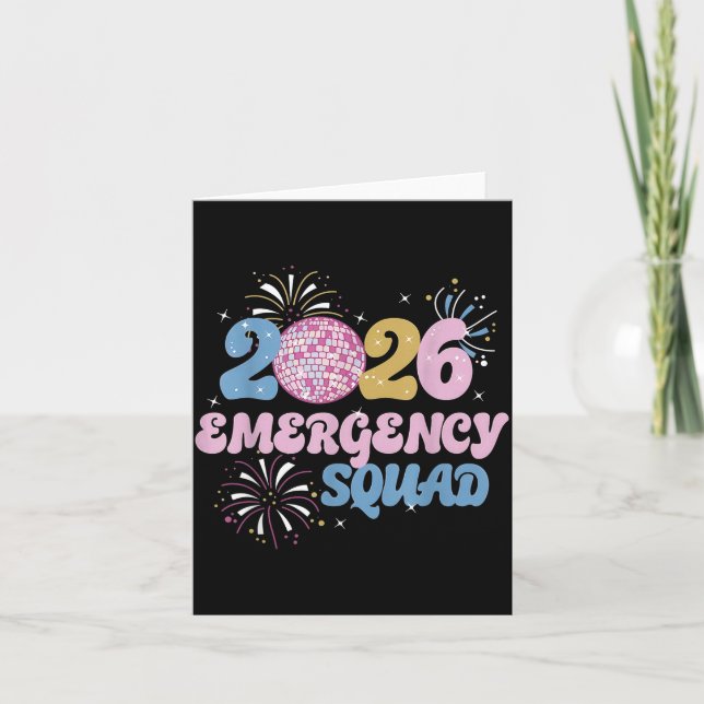 Cartão 2026 Emergency Squad Er Nurse Happy New Year Disco (Frente)