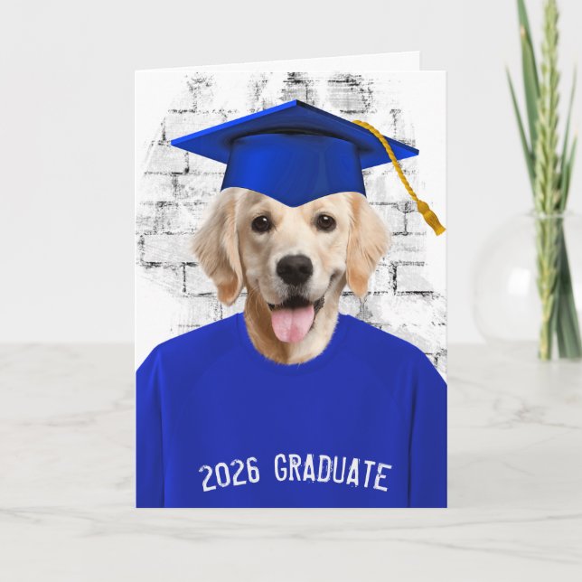 Cartão 2026 Graduation Golden Retriever  (Frente)