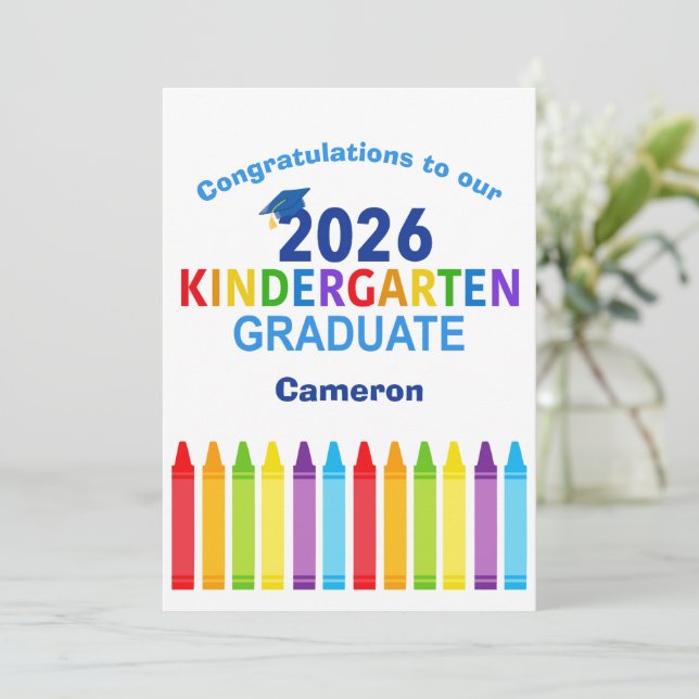 Cartão 2026 Kindergarten Graduate Custom Cute Graduation (Em pé/Frente)