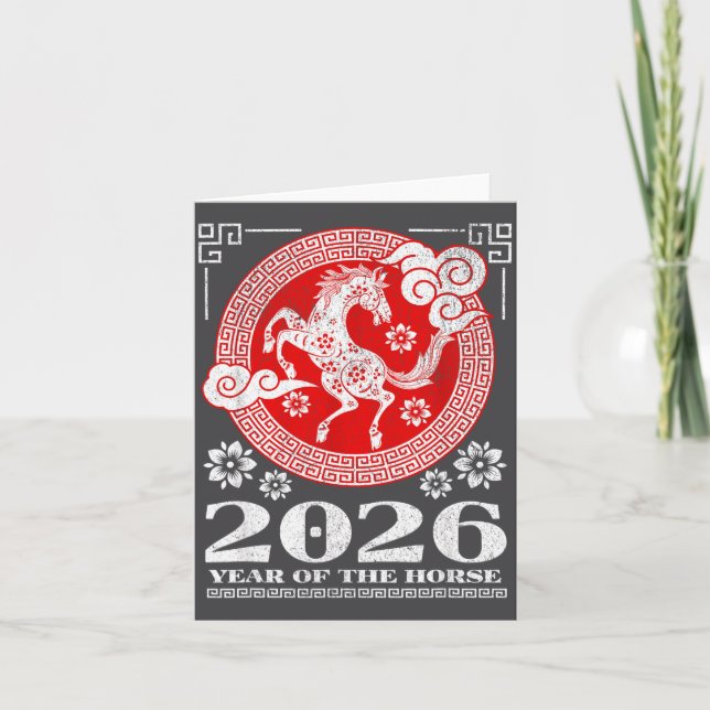 Cartão 2026 Lunar Chinese New Year Fire Horse  (Frente)