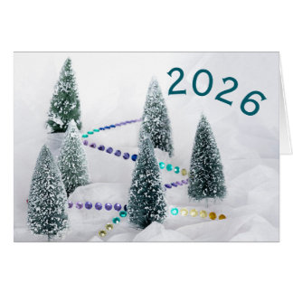Cartão 2026 new year & Christmas trees rhinestones wish