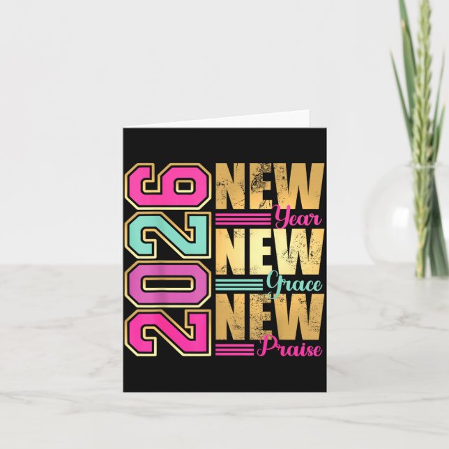 Cartão 2026 New Year New Grace New Praise Retro Nge Desig (Frente)