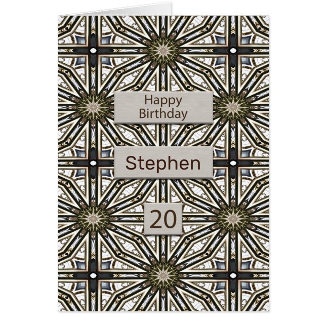 Cartão 20 Birthday Abstrato Mandala Design (Frente)