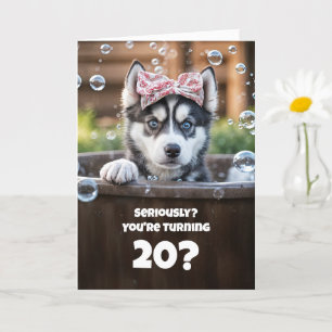 Cartão 20 Birthday Cute Siberian Husky Puppy