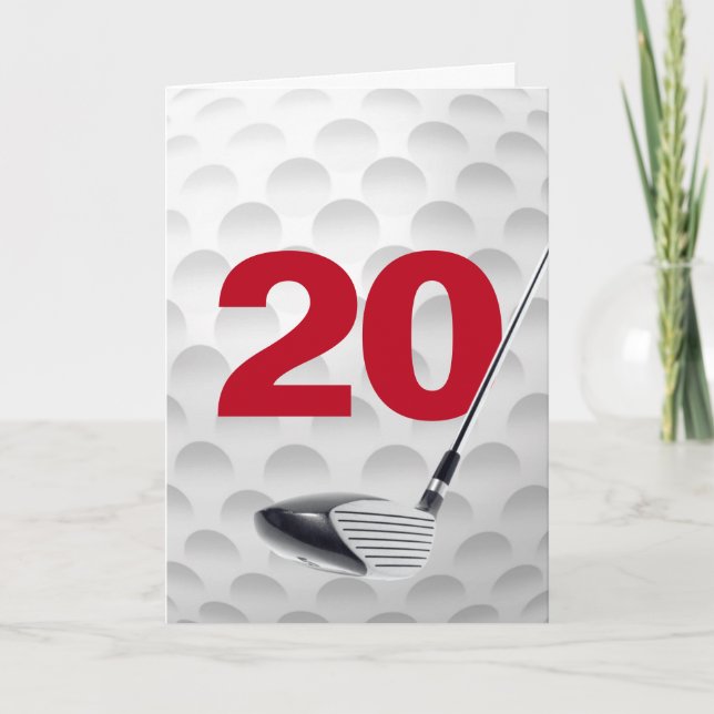 Cartão 20 Birthday Golf Ball Design (Frente)
