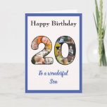 Cartão 20 Birthday Photo Collage Son Keepsak exclusivo<br><div class="desc">Celebre o aniversário de 20 do seu filho, com um cartão de aniversário que é uma colagem de fotos especial e única. Este maravilhoso cartão de cumprimentos de aniversário para aquele filho especial tem os 20 feitos de sua própria escolha de fotos de família. A modelo foi projetada para você...</div>