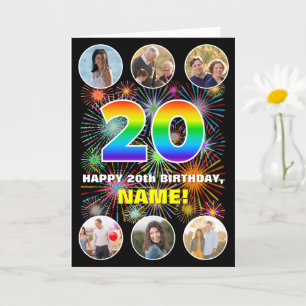 Cartão 20 Birthday: Rainbow # divertido, nome personaliza