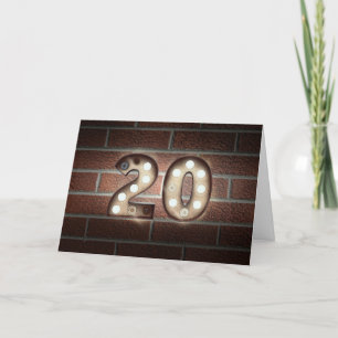 Cartão 20 de aniversário - marqueque luzes na parede de