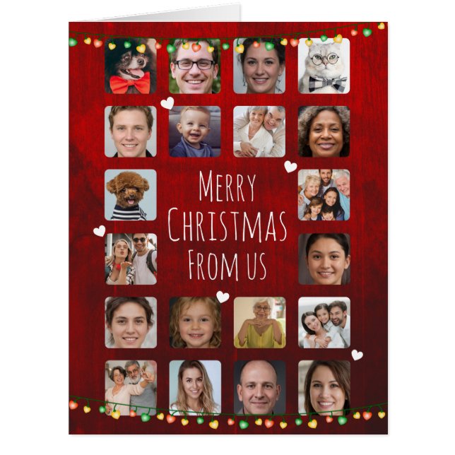 Cartão 20 fotos para personalizar a família Feliz Natal (Frente)