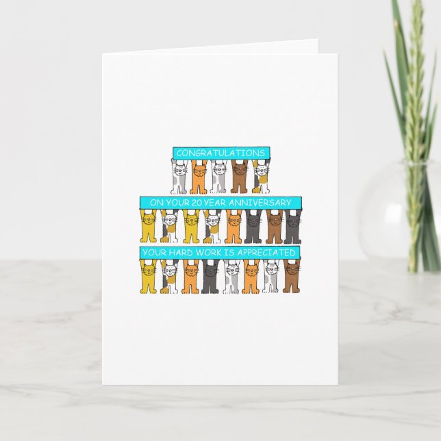 Cartão 20 Year Work Anniversary Congratulations (Frente)