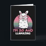 Cartão 20 Years Old Bday Llamazing 20th Birthday Llama<br><div class="desc">Retro Vintage Style Birthday Gift Design Perfect To Pair With Shorts,  Leggings Or Jeans For A Casual Yet Trendy Look. Humorous Funny Humor Birthday Gift Outfit For Family Member,  Loved One Or Yourself. Matches Loads Of Clothes. GET YOURS TODAY!</div>