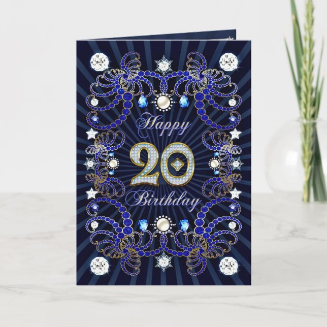 Cartão 20th birthday card with masses of jewels (Frente)