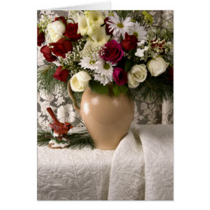 Cartão 2159 Floral Still Life on Quilt Birthday Card