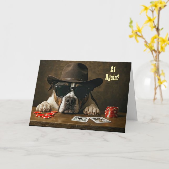 Cartão 21 Again Happy Birthday Humorous Blackjack Hand  (Flor Amarela)