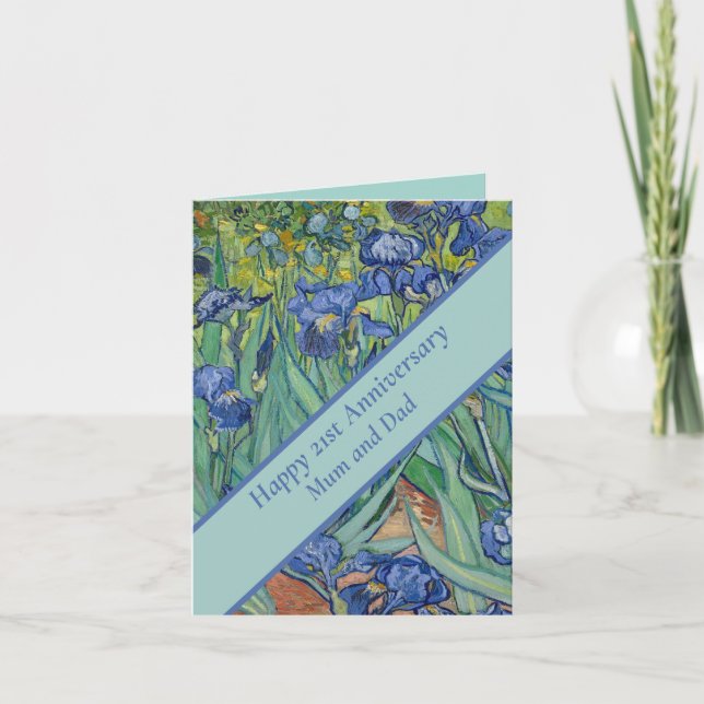 Cartão 21 Aniversário de Casamento da rua Azul Íris (Frente)