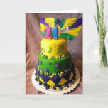 Cartão 21 Mardi Gras Cake<br><div class="desc">Greeting Card Vertical Template</div>