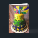 Cartão 21 Mardi Gras Cake<br><div class="desc">Greeting Card Vertical Template</div>