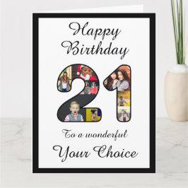 Cartão 21st Birthday Happy 21 Custom Photo Text Template