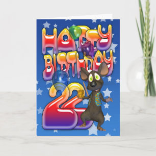 Cartão 22º Aniversário, Feliz Aniversário