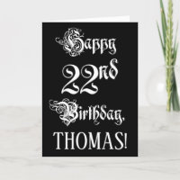 22º Aniversário: Rico, Script Elegante + Nome Pers