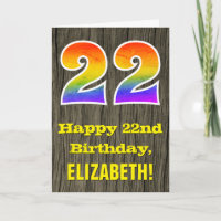 22 de aniversário: Rustic Faux Wood Look, Rainbow
