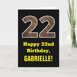 Cartão 22.o Aniversário: Nome, Padrão "22" do Grão de 