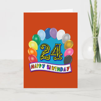Cartão 24º aniversário Ofertas com Design de Balões Assor