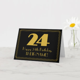 Cartão 24.º aniversário: Art Deco Inspirou "24" & Nome