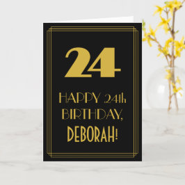 Cartão 24.º aniversário - Art Deco Inspirou "24" & Nome