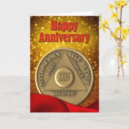 Cartão 24 anos Aniversário feliz do brilho das moedas