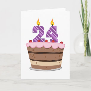 Cartão 24 anos de idade no Bolo de Aniversário