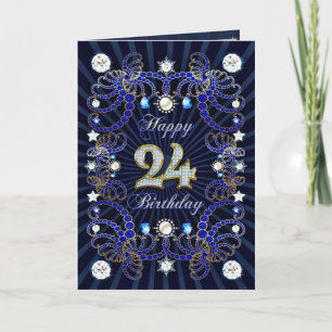 Cartão 24th birthday card with masses of jewels