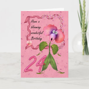 Cartão 24th Birthday Card with Moonies cute bloomers,