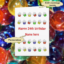 Cartão 24th birthday personalized cupcakes