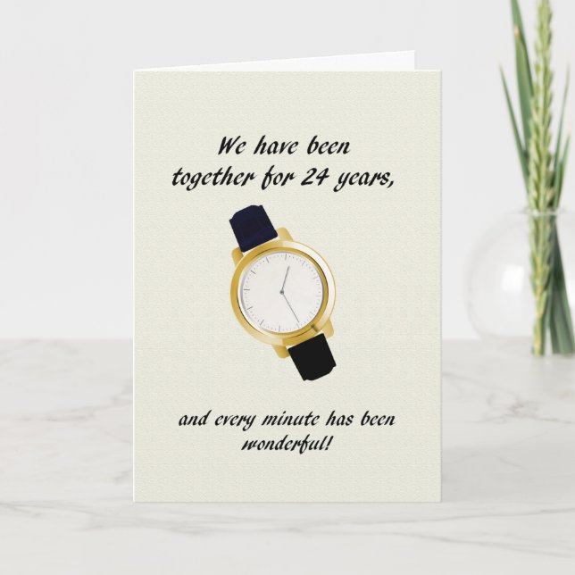 Cartão 24th Wedding Anniversary Wrist Watch (Frente)