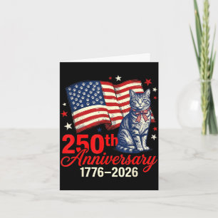 Cartão 250º aniversário EUA 1776-2026 gato patriótico