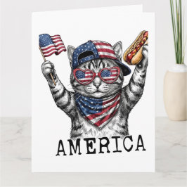 Cartão 250º Gato Listras Patrióticas da Liberdade da Amér