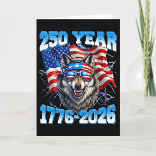 Cartão 250 Ano Americano 1776 2026 250º Lobo Patriótico 4