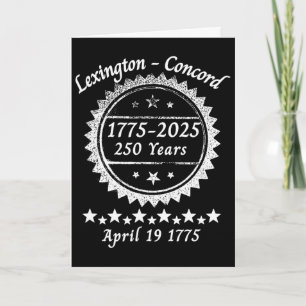 Cartão 250 Anos 1775 2025 Concord Lexington Revolutionar