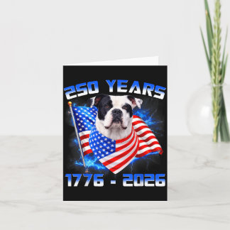 Cartão 250 Anos América 1776 2026 Cão Bulldog Americano