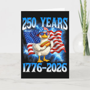 Cartão 250 Anos Americanos 250º Aniversário EUA Pato 4 de