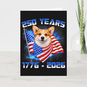 Cartão 250 Anos da América 1776 2026 Corgi Amantes de Cãe