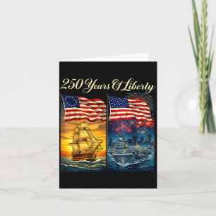 Cartão 250 anos de liberdade navio e transportadora patri