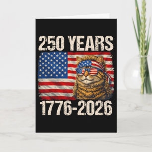 Cartão 250 Anos Gato Bandeira Americana Aniversário de 25